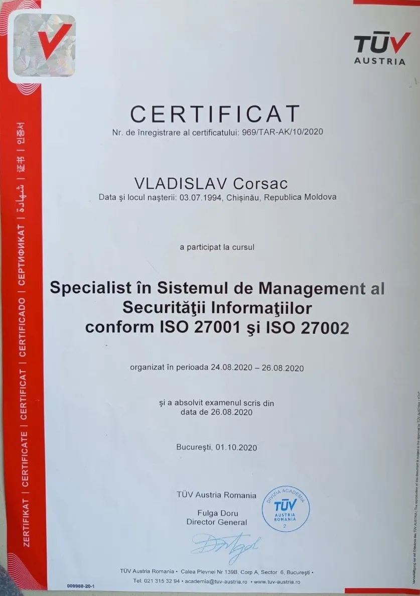 ISO 27001 information security management system